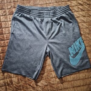 Nike SB Gray Athletic Shorts Teal Logo Skate Medium Mens